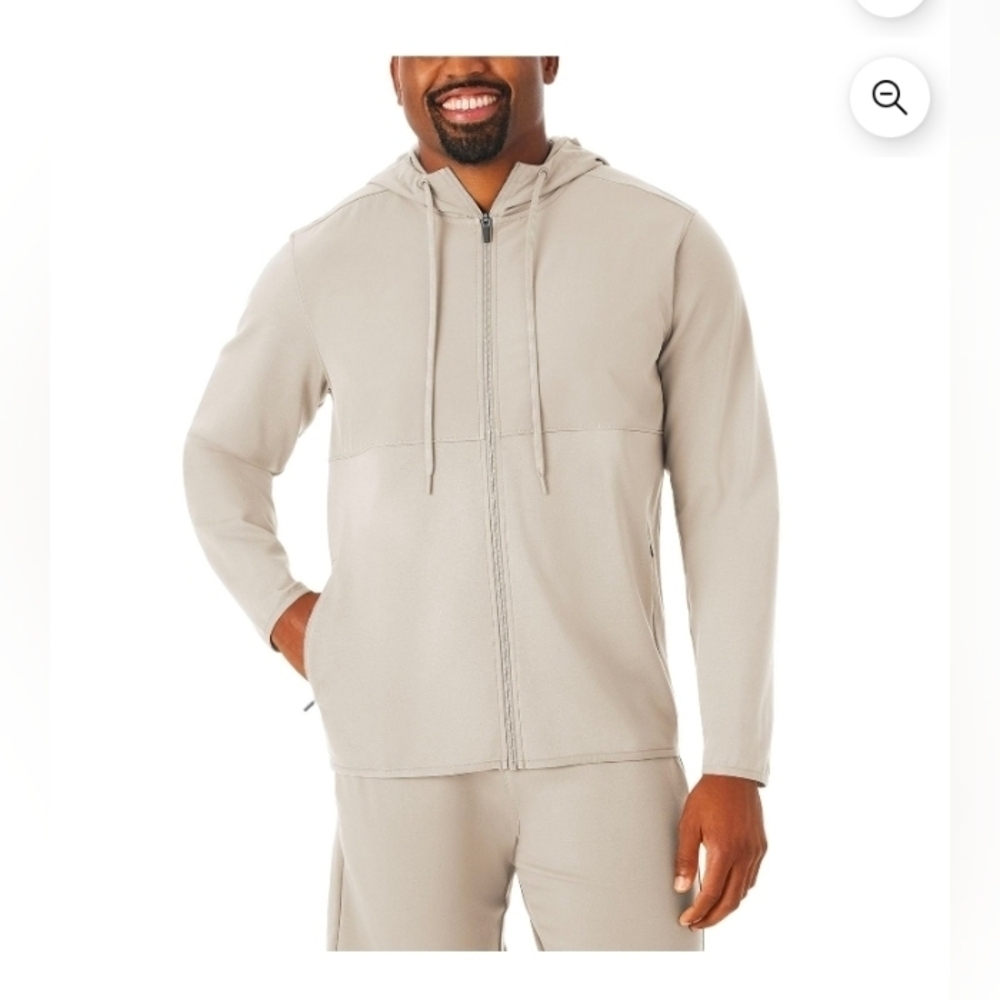 Member's Mark Men's Mixed Media Luxe Active Full Zip Hoodie Zipper Security